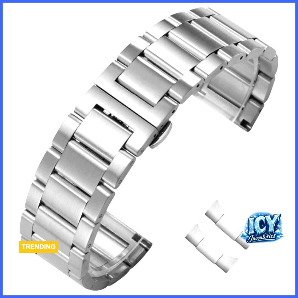 Stainless Steel Watch Band Replacement Bracelet With Double Locking Clasp